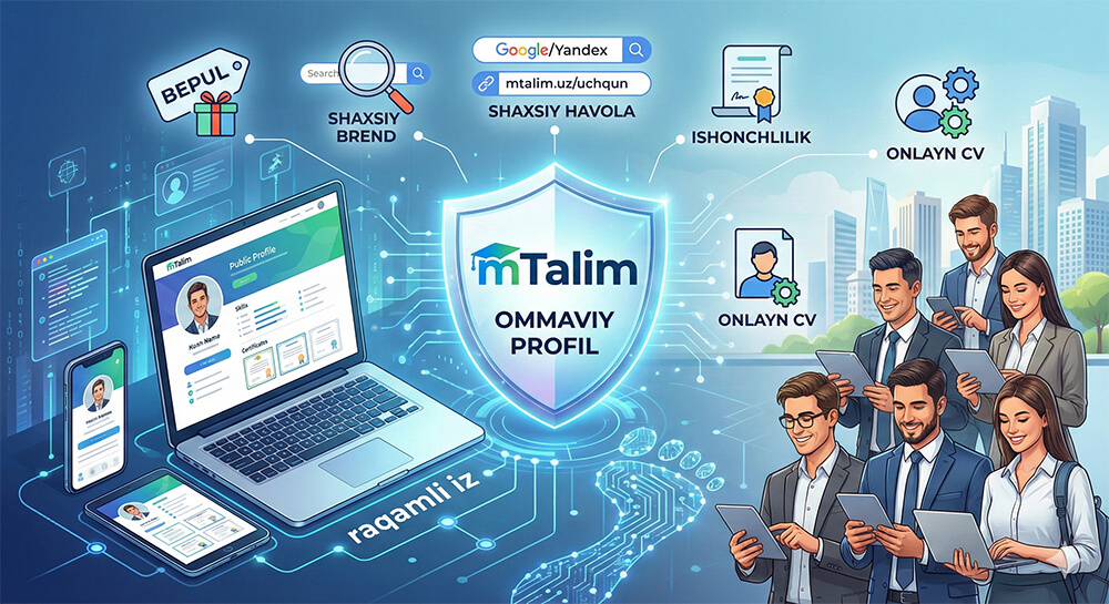 mTalimda Bepul Onlayn Rezyume (CV) va Ommaviy Profil